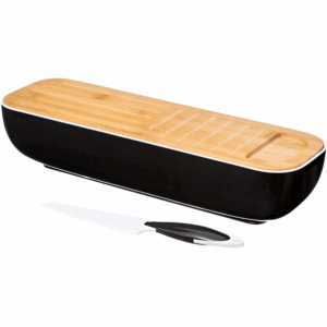 Boîte à pain avec couteau et planche – Collection Black bambou