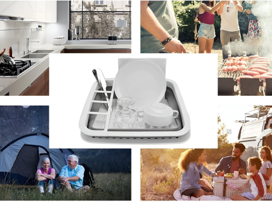 Égouttoir à vaisselle pliable avec plateau de service – Gain de place pour les petites cuisines…