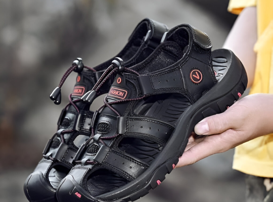 Sandales de sport antidérapantes pour homme, cuir enveloppant, chaussures de loisirs en plein air…